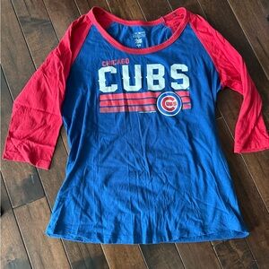 Chicago Cubs Ladies Raglan Shirt - Red and Blue